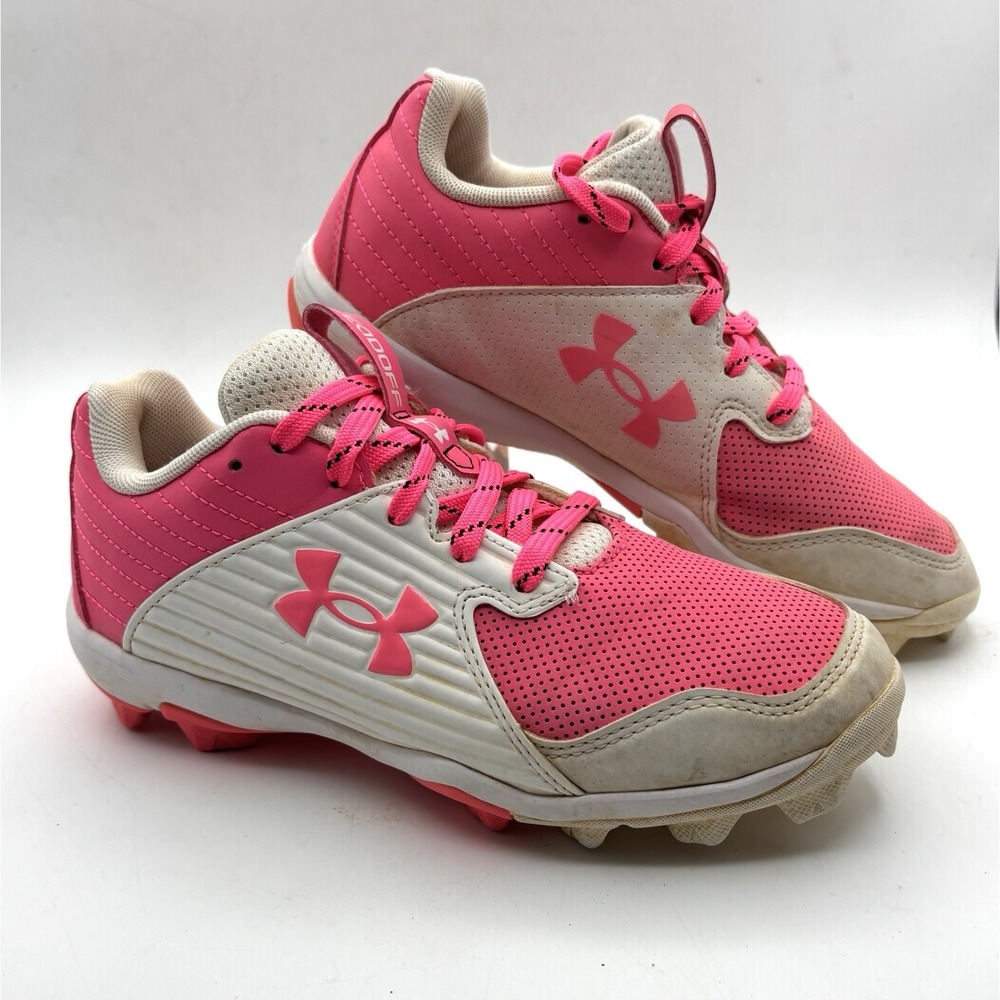 Under Armour Junior 4Y Leadoff Low Rm Cleat Baseball Shoes (3023449-601) Pink